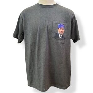 The Office TV Comedy Series Prison Mike T Shirt Pocket Grey FOTL Men's LARGE